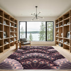 Art Deco Plum Peacock Feather Fan Rug