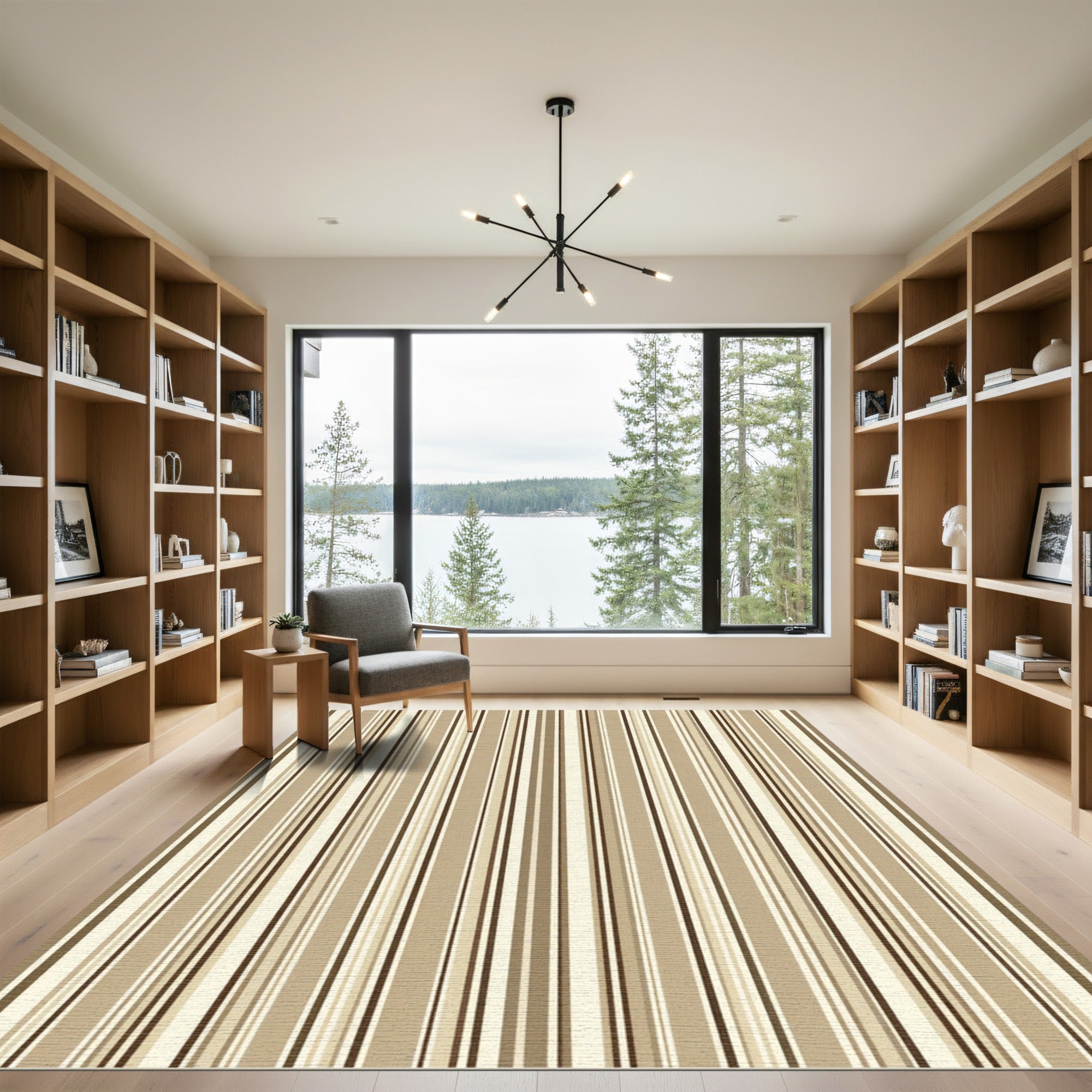 Neutral Earthy Tones Vertical Striped Rug