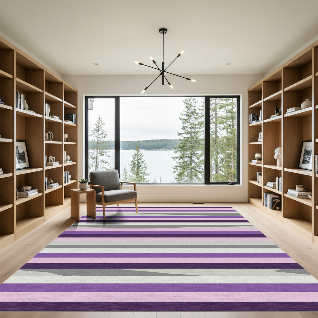 Modern Purple Gray Lavender Stripes Rug