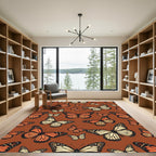 Whimsical Amber Monarch Butterfly Meadow Rug