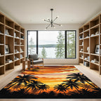 Vibrant Tropical Sunset Palm Horizon Rug