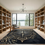 Regal Gold Filigree Compass Medallion Rug