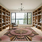 Rose Gold Fan Medallion Art Deco Rug