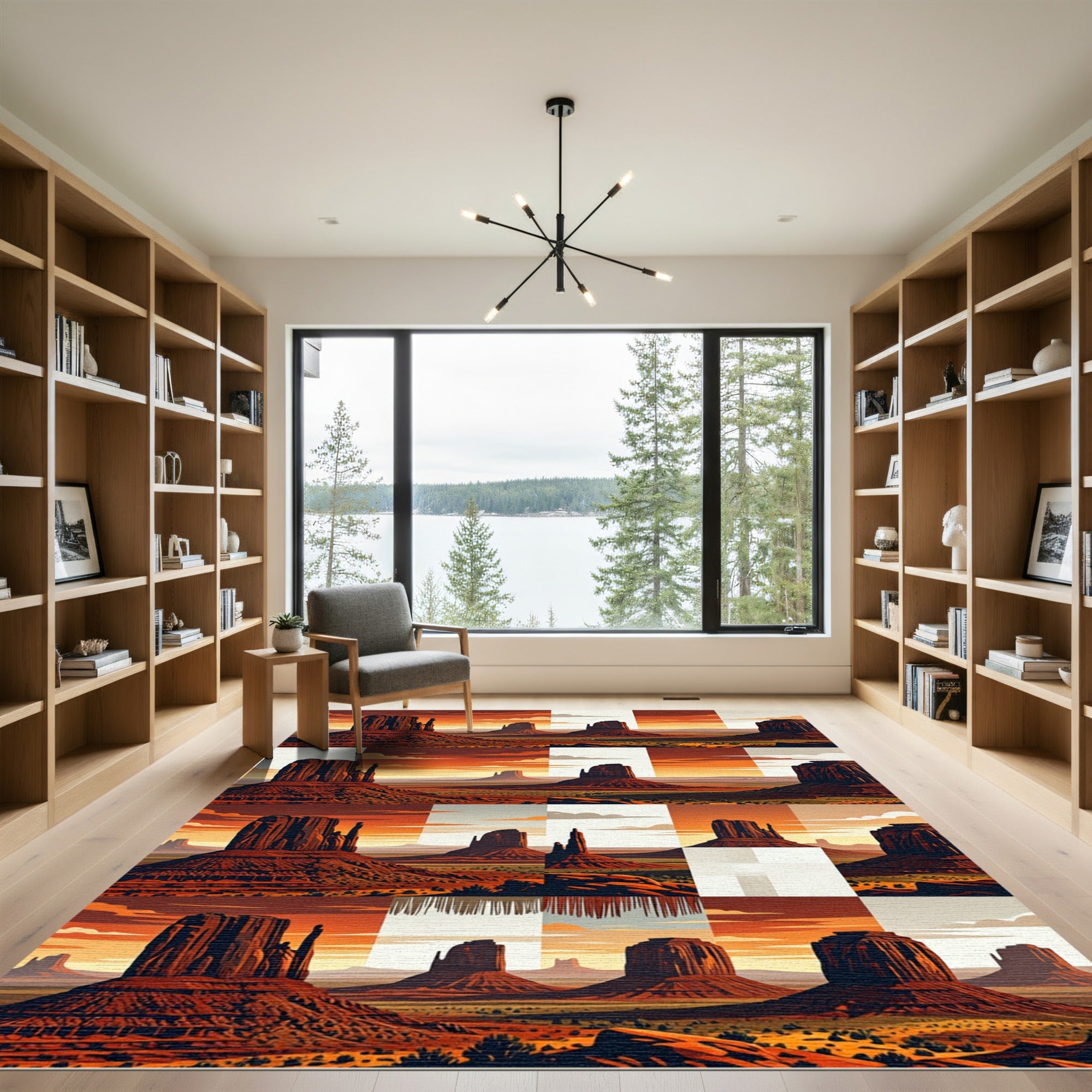 Desert Mesa Sunset Geometric Collage Rug