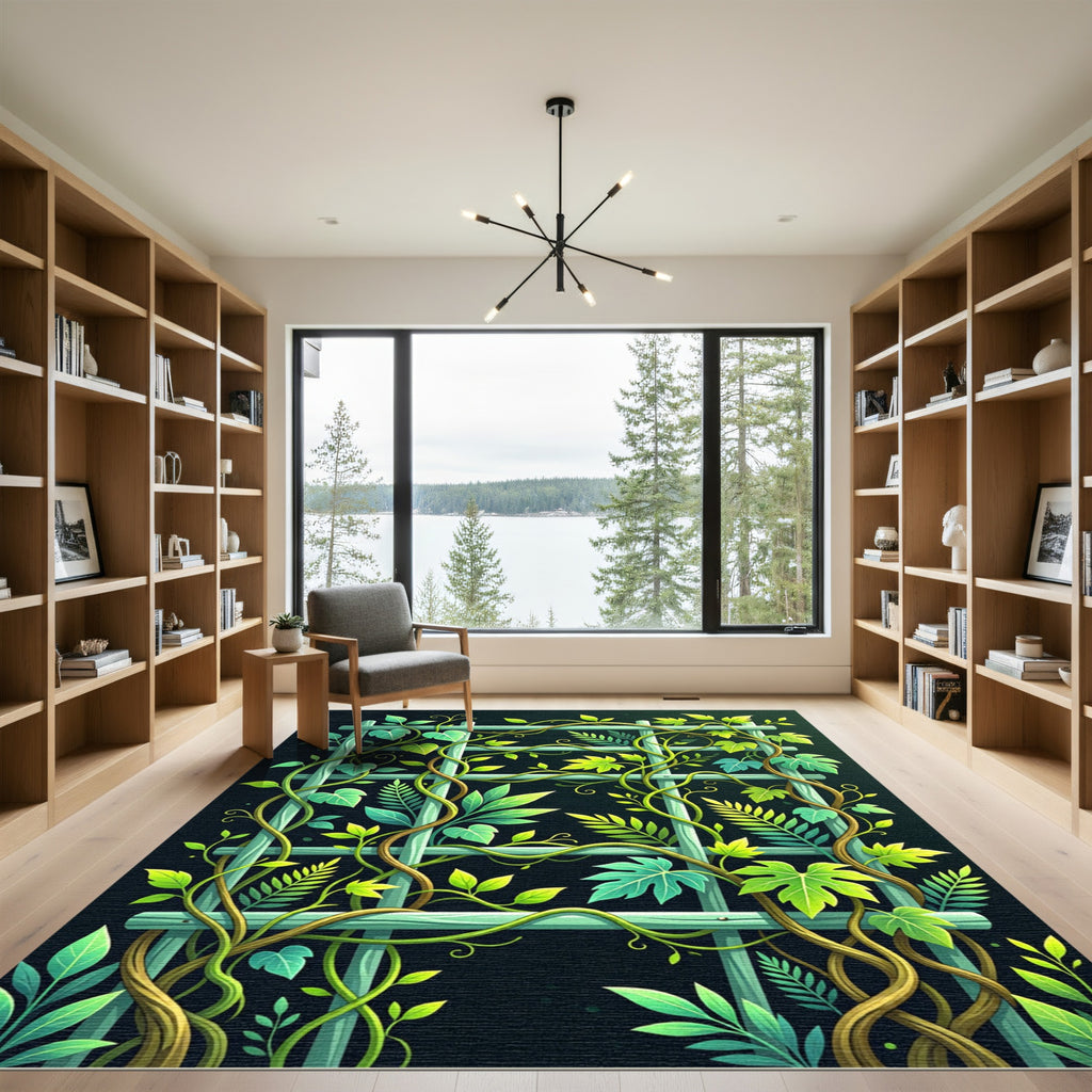 Lush Green Garden Climbing Vine Rug
