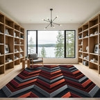Bold Crimson Gray Chevron Rug
