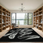 Monochrome Abstract Ink Calligraphy Brushwork Rug