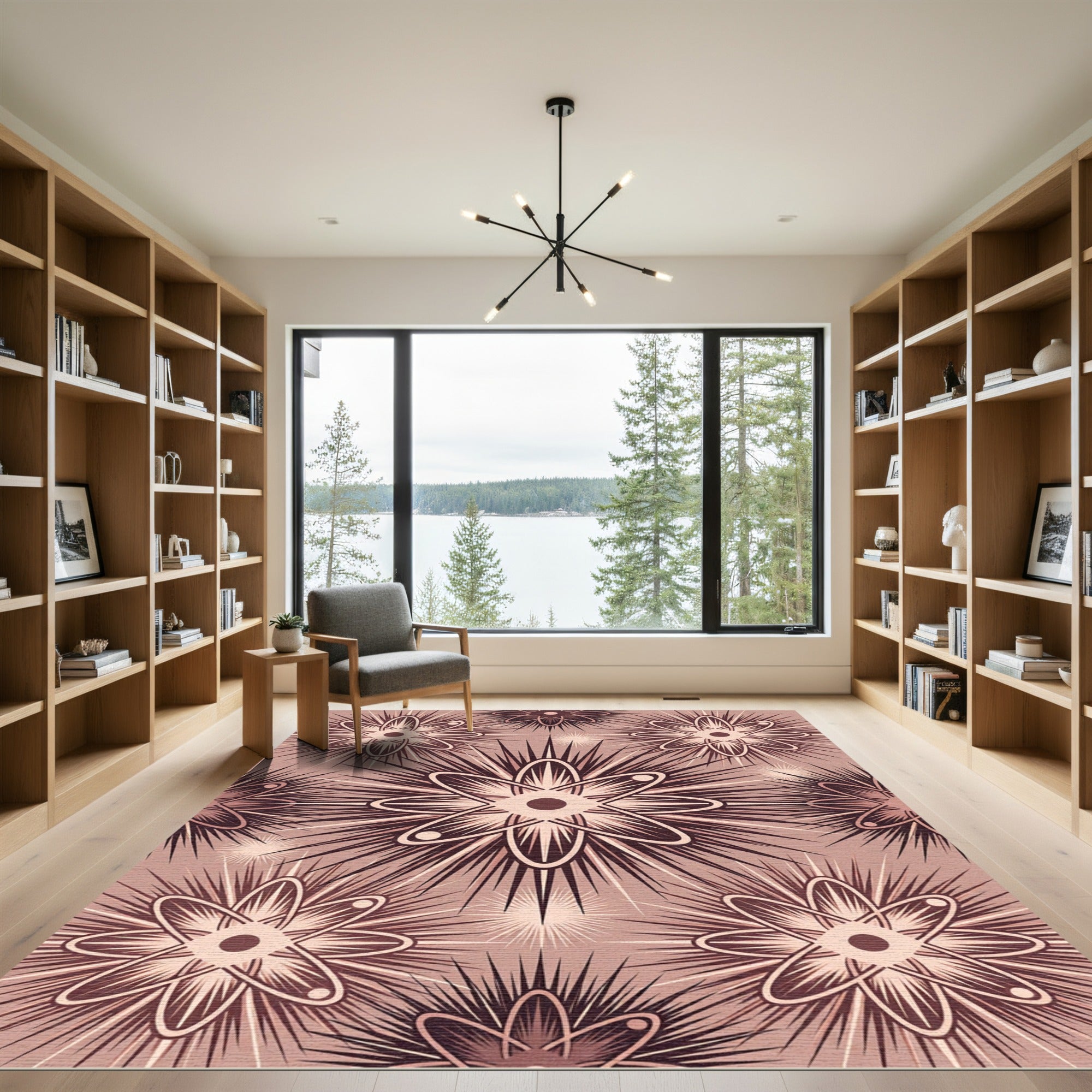 Rosy Sunburst Starburst Atomic Design Rug