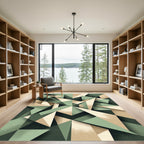 Sage and Cream Abstract Geometric Art Rug
