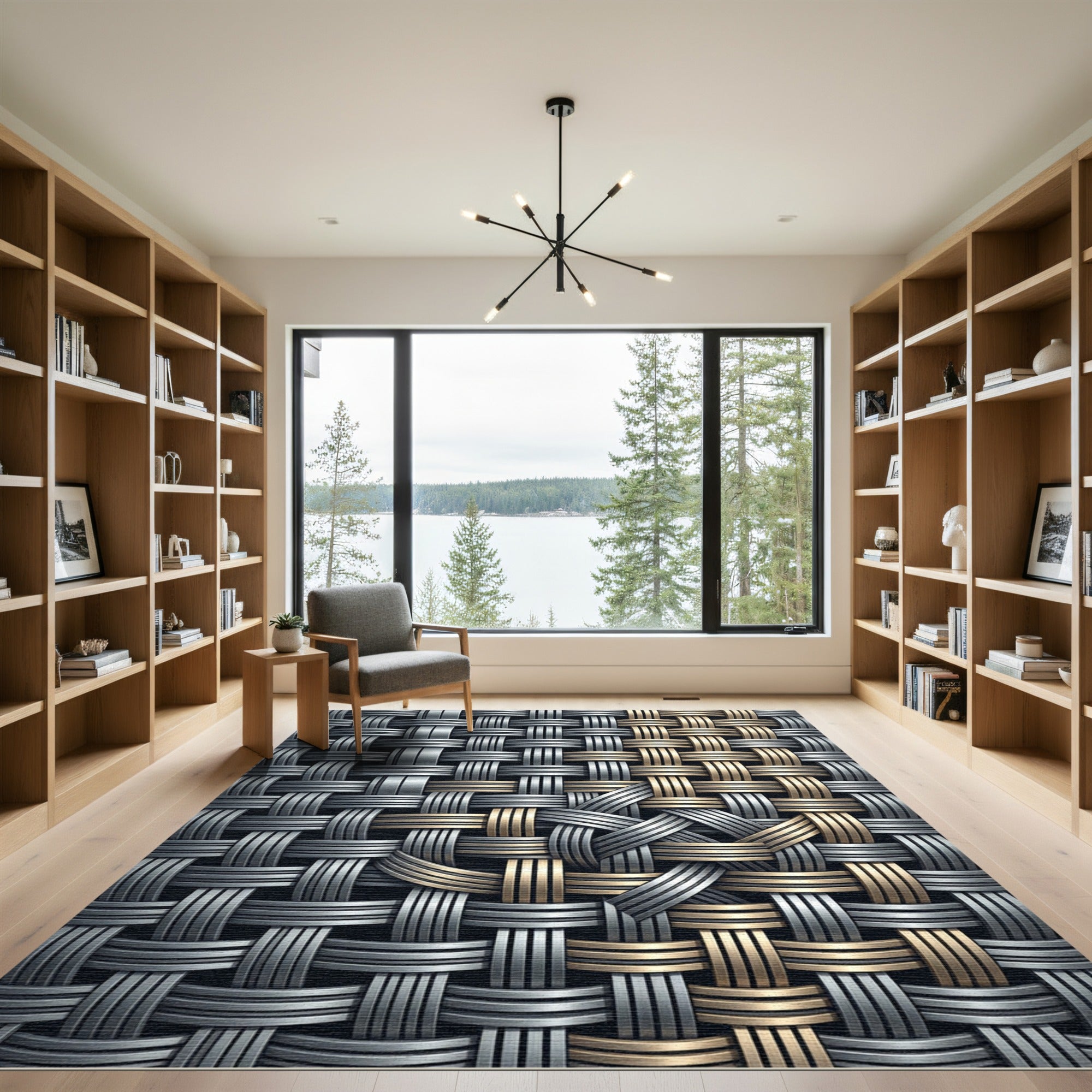 Metallic Interlocking Weave Gold Silver Rug