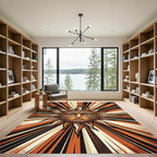 Radiant Amber Sunburst Ancient Face Rug
