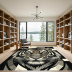 Bold Monochrome Tiger Face Rug