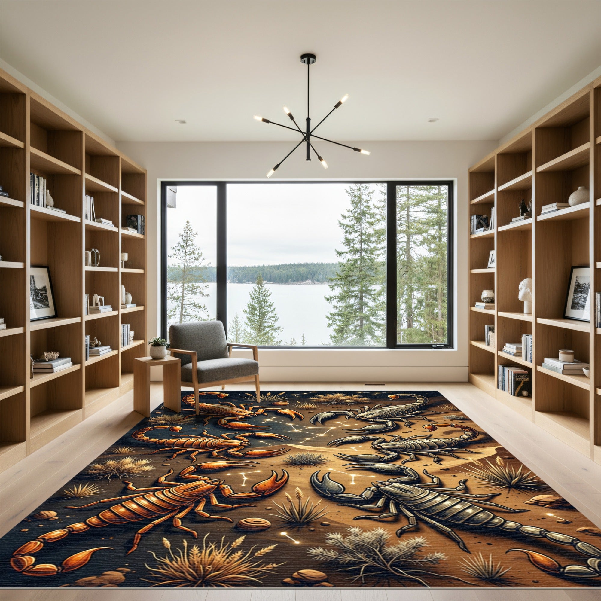 Celestial Golden and Silver Scorpion Duo Rug