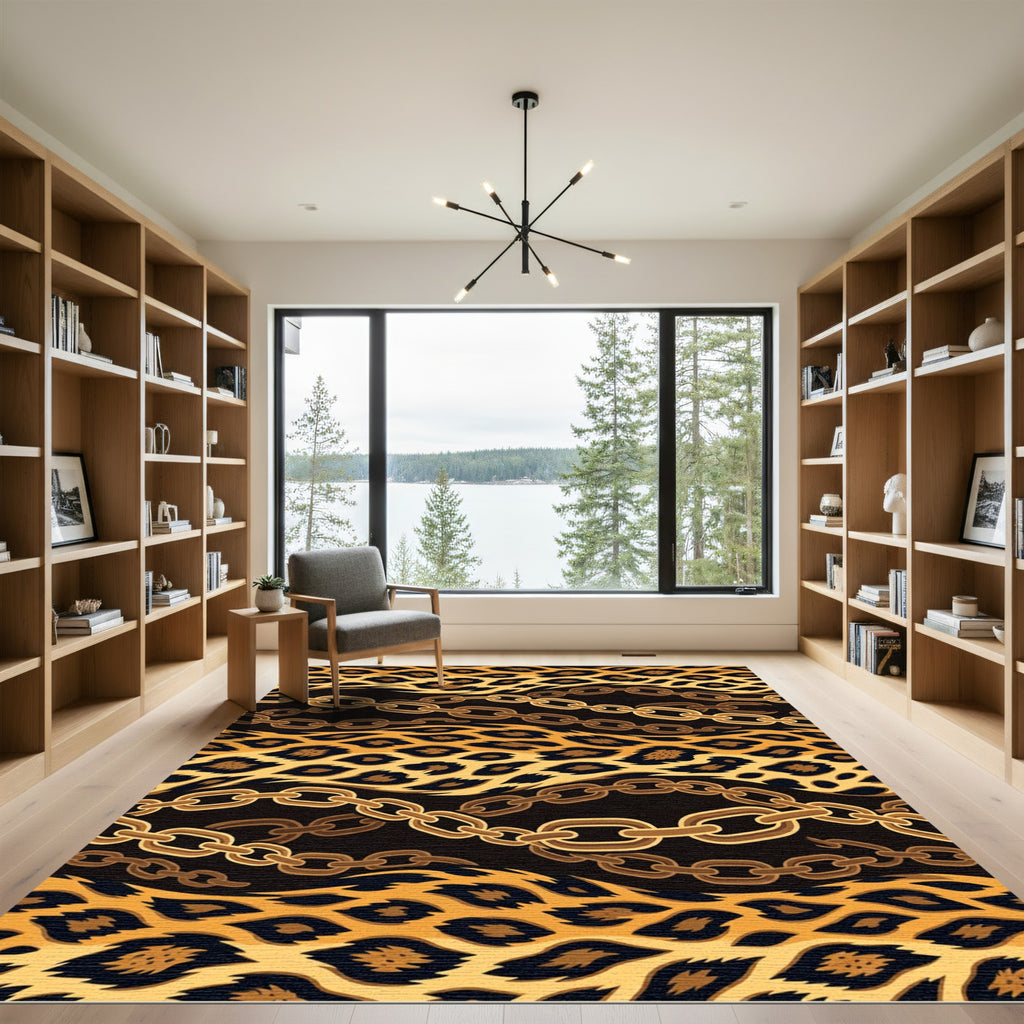 Bold Cheetah Print Chain Rug