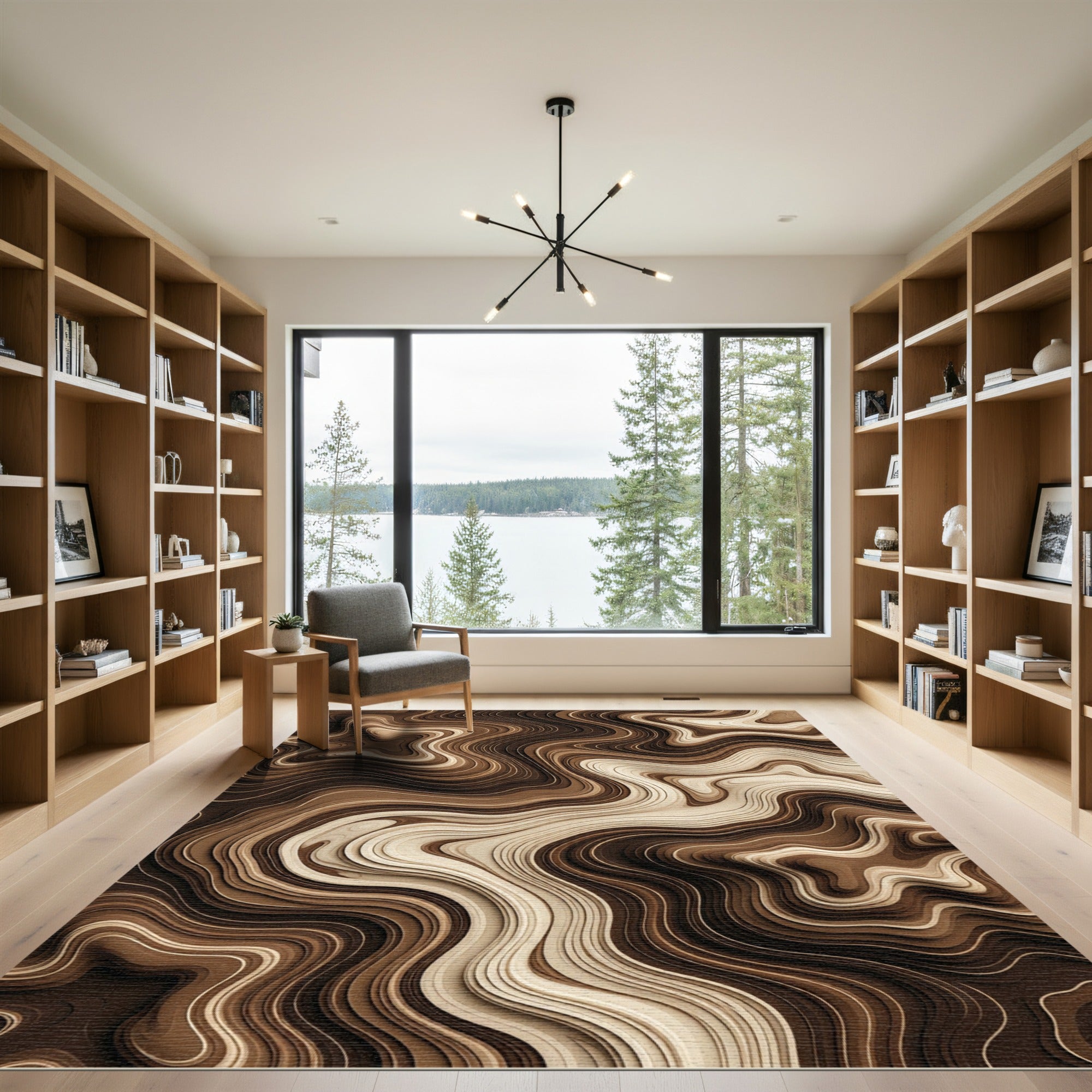 Earthy Tones Swirling Abstract Rug