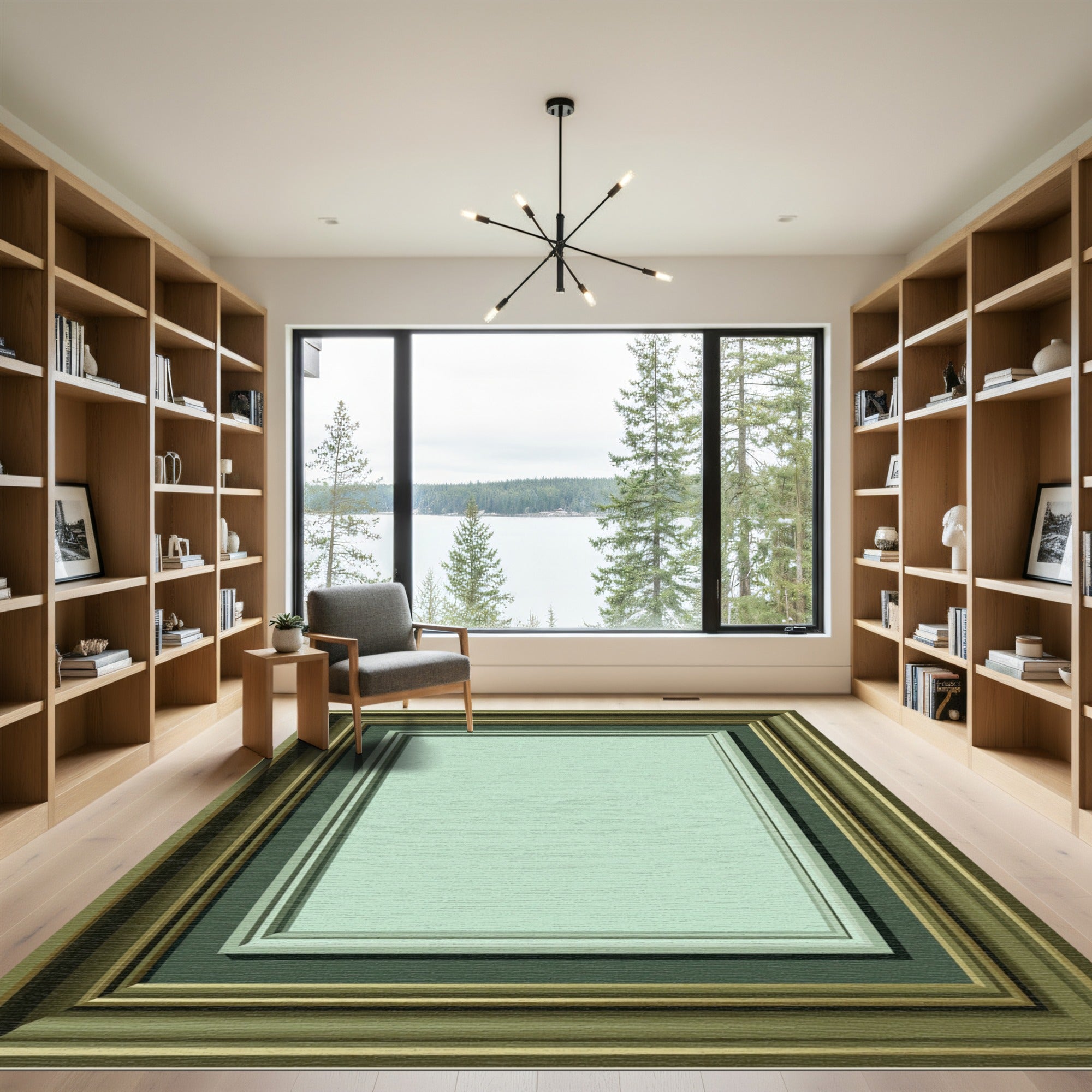 Classic Glazed Mint Border Frame Rug