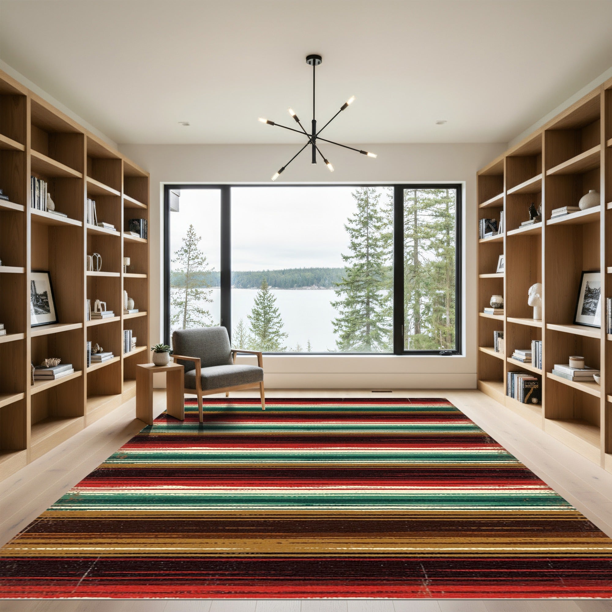 Rustic Earthy Tone Striped Rug