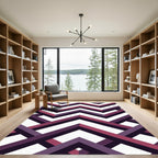 Modern Purple Geometric Chevron Art Rug