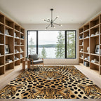 Bold Tan Leopard Head Repeat Rug