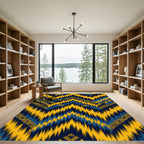 Indigo Yellow Chevron Geometric Accent Rug