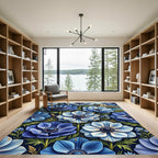 Blue Anemone Floral Coastal Meadow Rug
