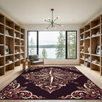 Crimson Gold Ornate Compass Rose Medallion Rug