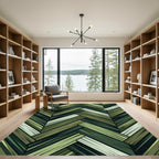Forest Green Herringbone Wood Grain Rug