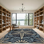 Celestial Gold Geometric Star Medallion Rug