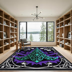 Mystical Emerald Tree Purple Moon Forest Rug