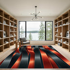 Bold Red Black Ribbon Weave Rug