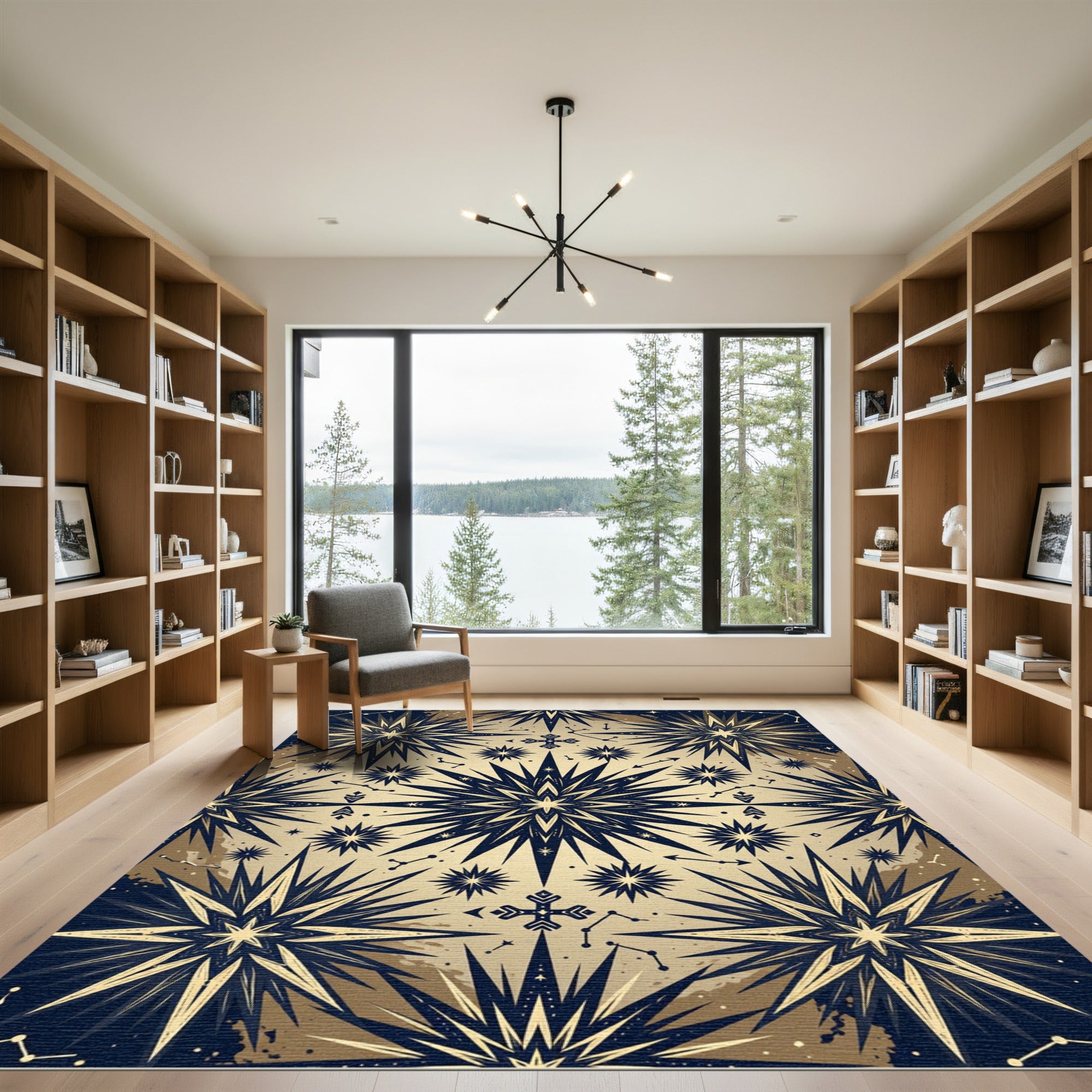 Celestial Gold and Navy Astral Starry Rug