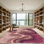 Crimson Pink Abstract Contour Rug
