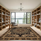 Dark Brown Floral Paisley Turtle Medallion Rug