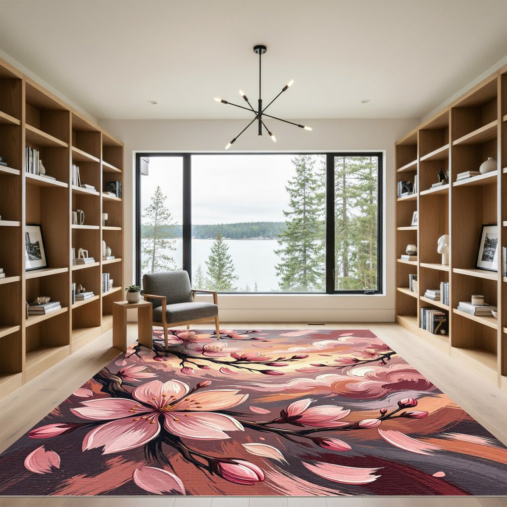 Ethereal Pink Cherry Blossom Sky Rug