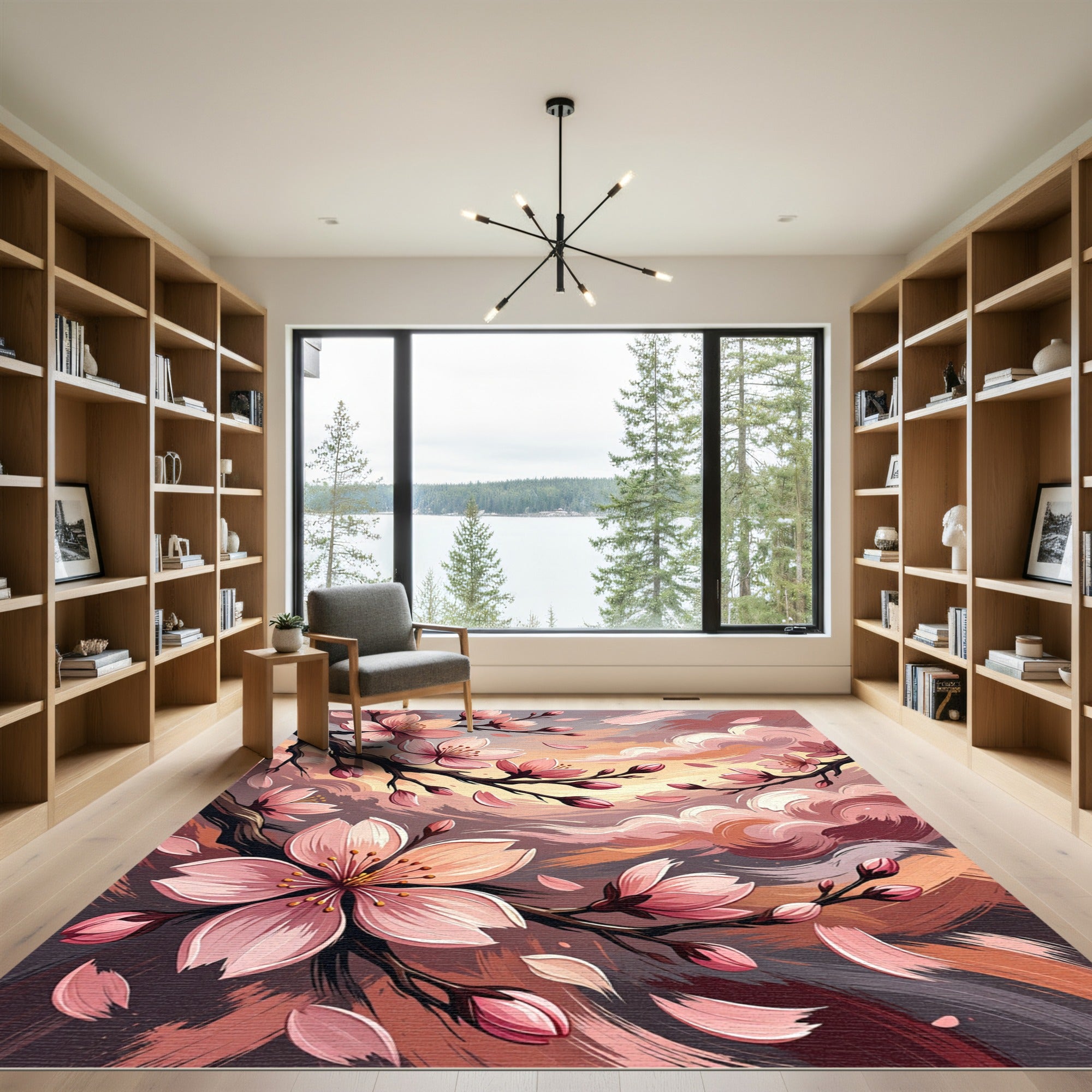 Ethereal Pink Cherry Blossom Sky Rug