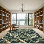 Pale Green Rose Trellis Pattern Rug