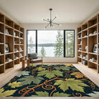 Green Grapevine With Brown Swirls Rug
