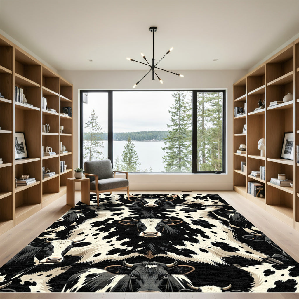 Black and White Dairy Cow Collage Rug