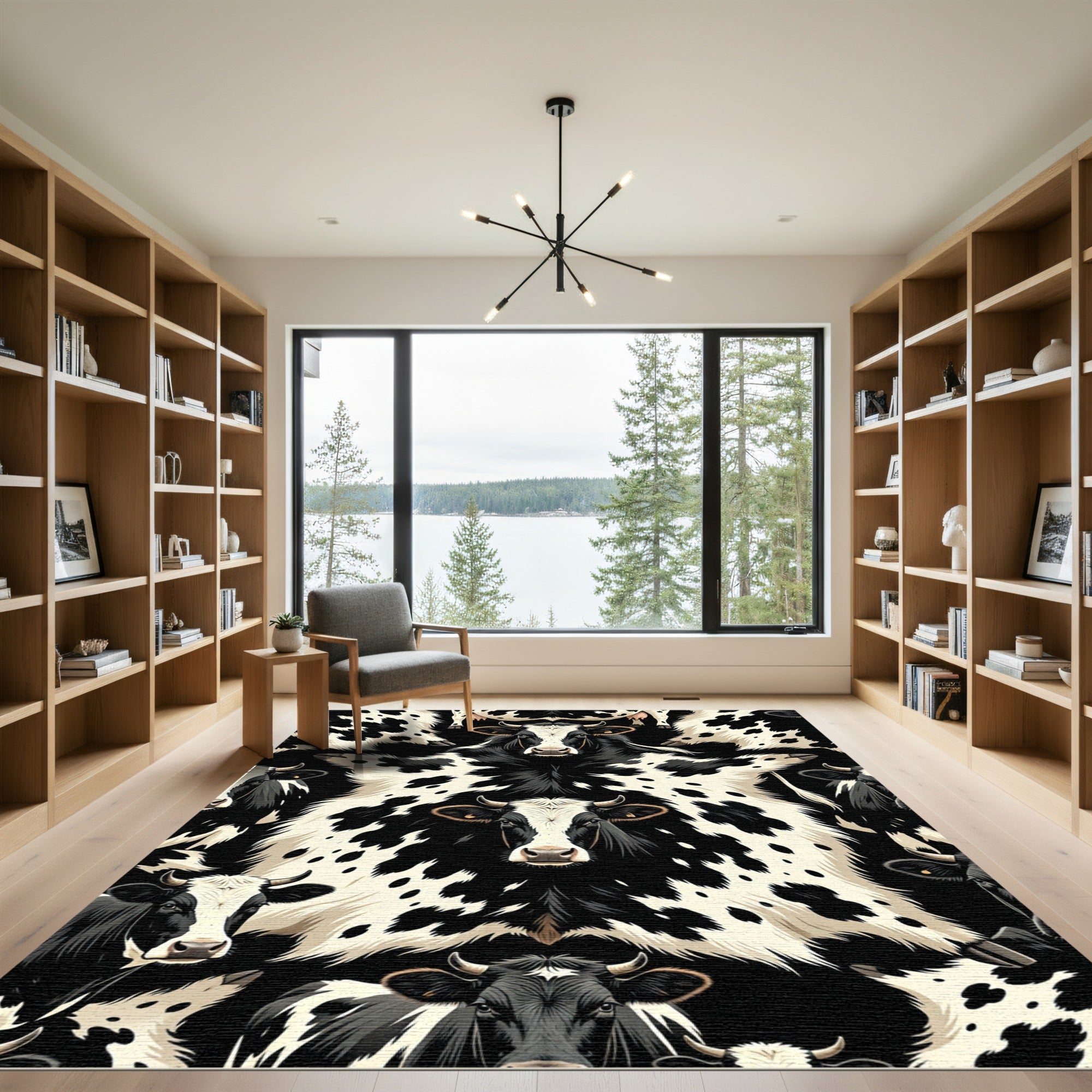 Black and White Dairy Cow Collage Rug