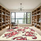 Playful Peach Tabby Cat Scatter Rug