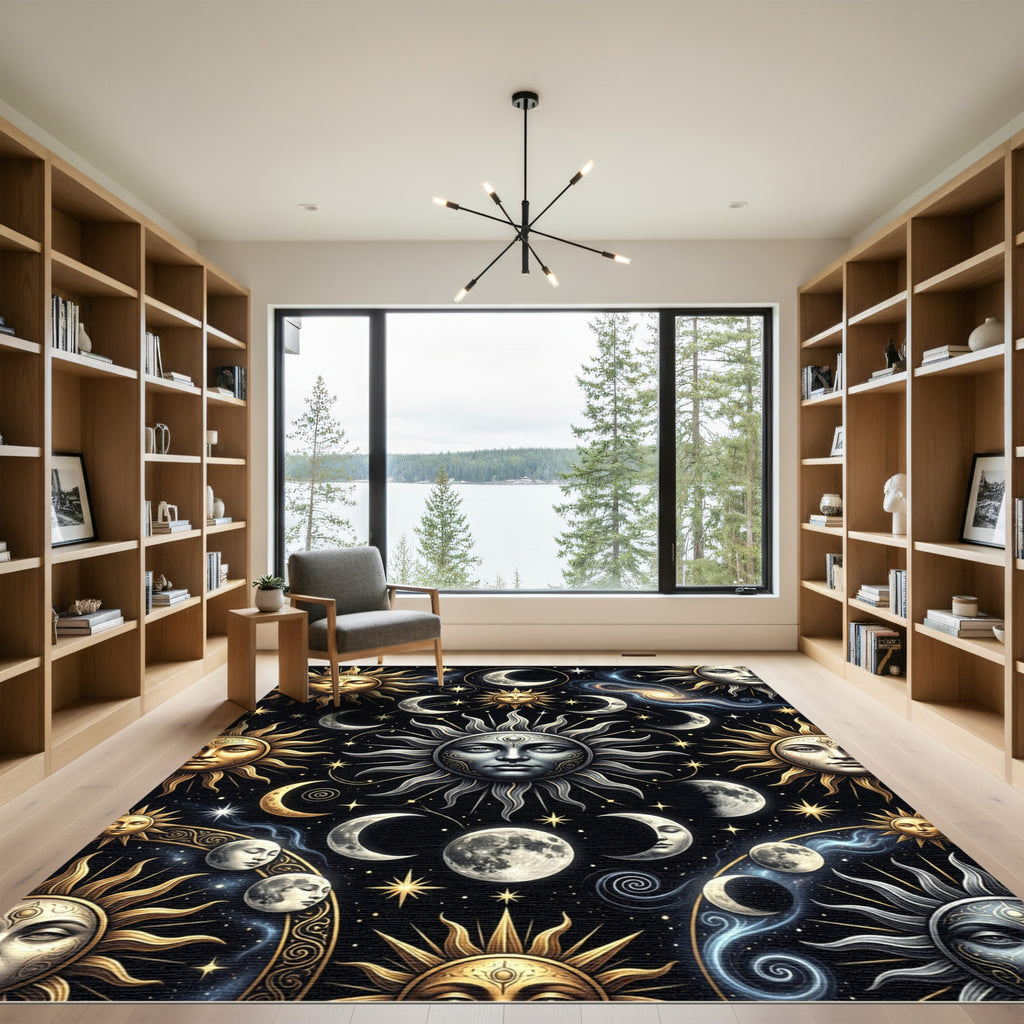 Celestial Sun Moon Stars Cosmic Rug