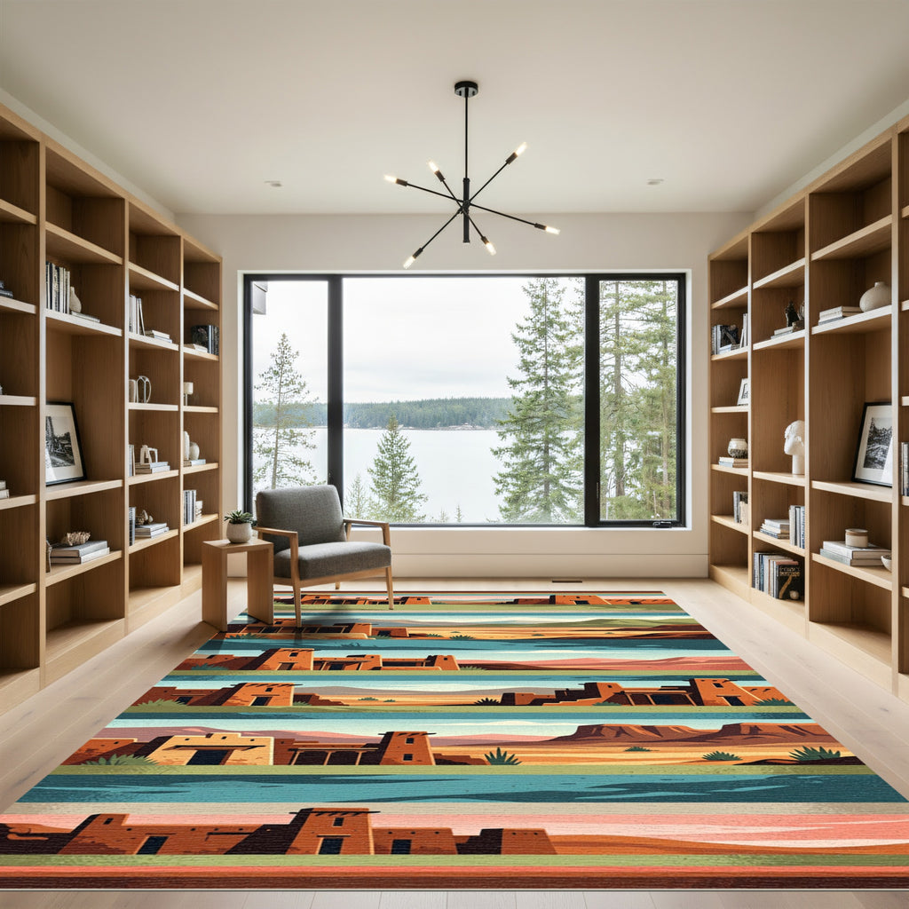 Southwestern Adobe Landscape Tiered Stripe Rug
