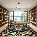 Majestic Tiger Portrait Golden Ochre Art Rug