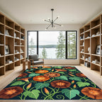Earthy Orange Morning Glory Floral Rug