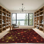 Crimson Celestial Starburst Medallion Rug
