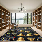 Golden Casino Symbol Black Matte Rug