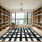 Dark Grey Lattice Grid Rug