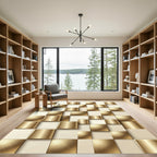 Gilded Gold Geometric Offset Squares Rug