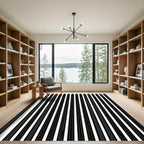 Minimalist Monochrome Vertical Striped Art Rug