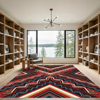 Bold Crimson Geometric Chevron Abstract Rug